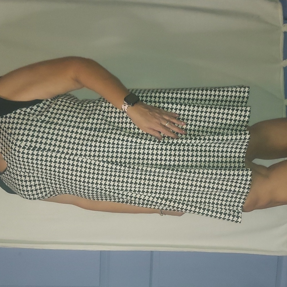 Black and White Houndstooth Midi Dress